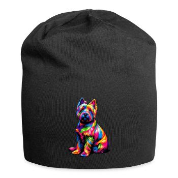 Terriers Cairn Terrier Pop Art colorés - Bonnet en jersey - noir - Devant