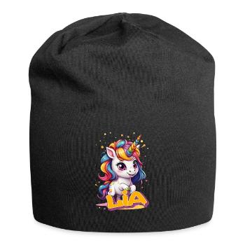 LIA - Beau nom de fille avec une licorne mignonne - Bonnet en jersey - noir - Devant