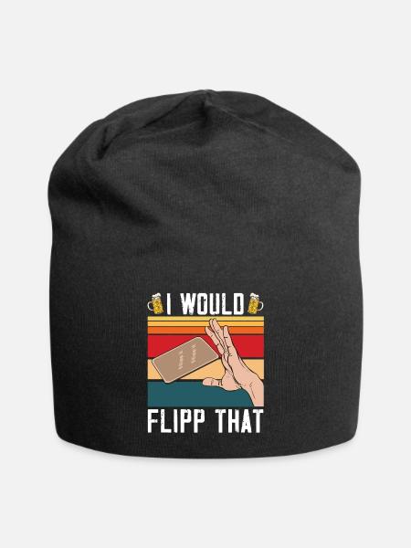 Bierdeckel Umdrehen Spiel - Jersey-Beanie - Schwarz