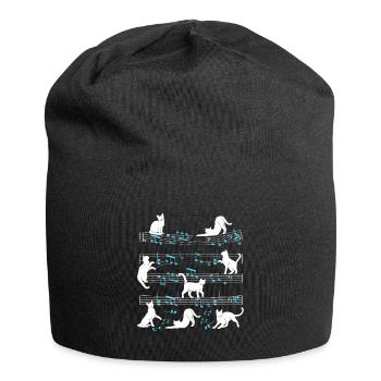 Cats playing with music note cat - Jersey Beanie - black - Front