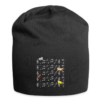 Cats playing with music note cat - Jersey Beanie - black - Front