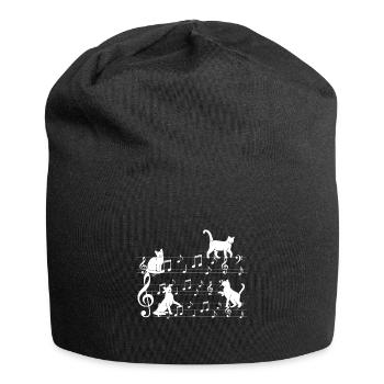 Cats playing with music note cat - Jersey Beanie - black - Front