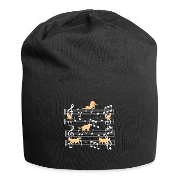 Cats playing with music note cat - Jersey Beanie - black - Front