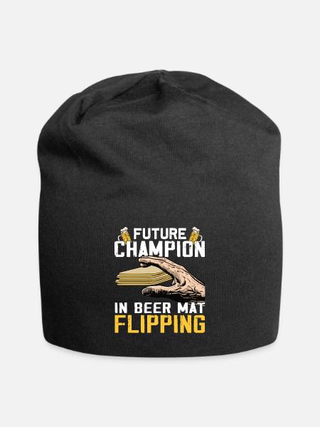 Bierdeckel Umdrehen Spiel Bier - Jersey-Beanie - Schwarz
