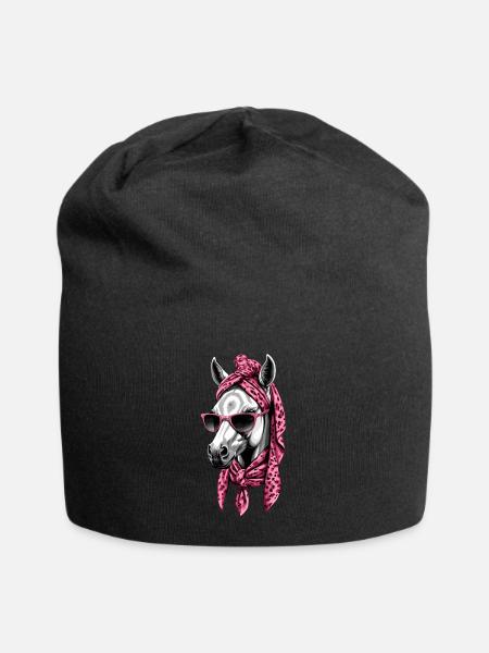 Mama Pferd Stilvolle Pferdeliebe Pferdemädchen - Jersey-Beanie - Schwarz