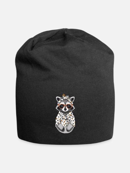Mama Waschbär Waschbärenliebhaber Muttertag - Jersey-Beanie - Schwarz