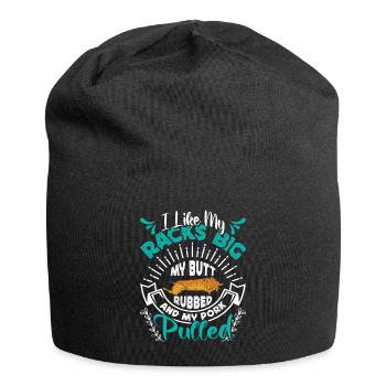 Amateur de viande J’AIME MES CARRÉS GROS PORC EFFILOCHÉ - Bonnet en jersey - noir - Devant
