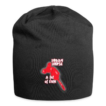 Ballon-Steckenpferd - lustig -Ich liebe Pferde - Jersey-Beanie - Schwarz - Vorne