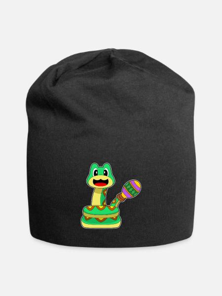Schlange Musiker Rassel Musik - Jersey-Beanie - Schwarz