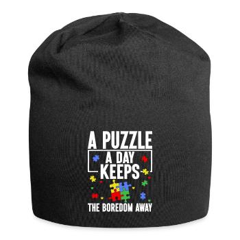 Puzzle Pièce Puzzle Amateur de Puzzle - Bonnet en jersey - noir - Devant