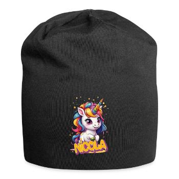 NICOLA - Beautiful girl name with cute unicorn - Jersey Beanie - black - Front