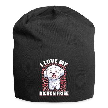 Bichon frisé Race de chien J’aime mon bichon frisé - Bonnet en jersey - noir - Devant