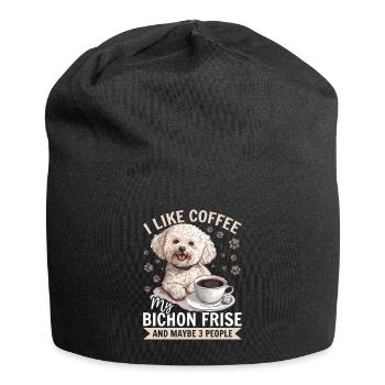 Bichon Frise Dog Breed I like coffee - Jersey-Beanie - Schwarz - Vorne