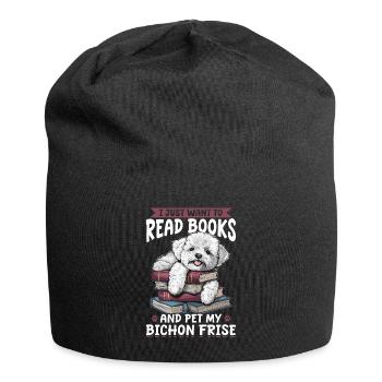 Bichon Frise Dog Breed I Just want to read Books - Jersey Beanie - black - Front