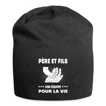 Hand Held Father and Son Duo Man Team Gift Dad - Jersey Beanie - black - Front