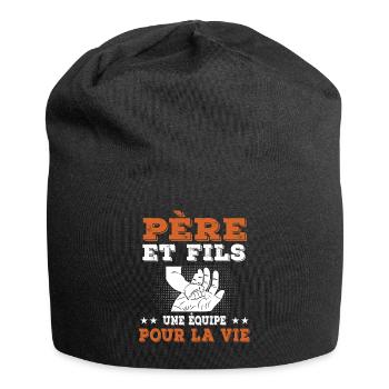Father and Son Team Life Handmade Gift Dad - Jersey Beanie - black - Front