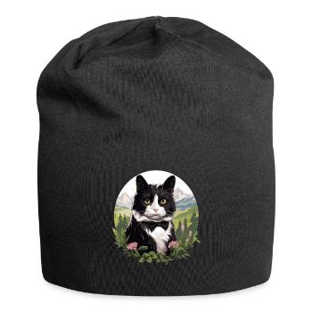 Tuxedo Kätzchen Tuxedo Katze - Jersey-Beanie - Schwarz - Vorne