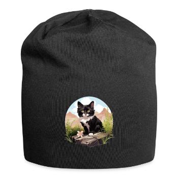 Tuxedo Kätzchen Tuxedo Katze - Jersey-Beanie - Schwarz - Vorne