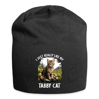 Tabby Kitten Tabby Cat - Jersey Beanie - black - Front