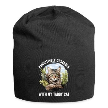 Tabby Kitten Tabby Cat - Jersey Beanie - black - Front