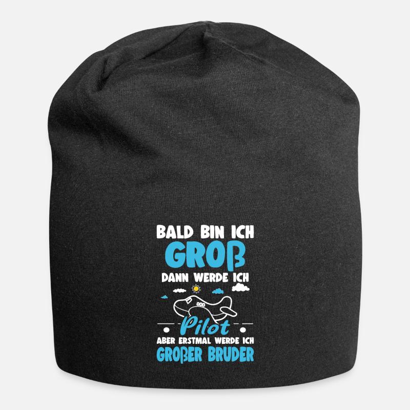 Nachwuchs Verkünden Werde Großer Bruder Flugzeug - Jersey-Beanie - Schwarz