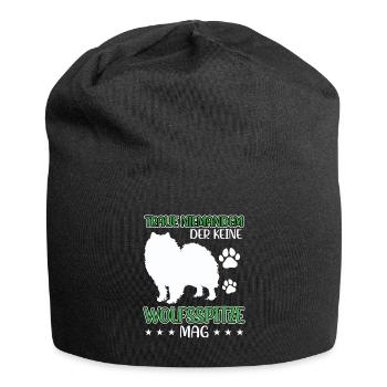 Wolfspitz ne fait pas confiance à Keeshond - Bonnet en jersey - noir - Devant