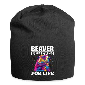 Funny Beaver Animal Beaver believer for life - Jersey Beanie - black - Front