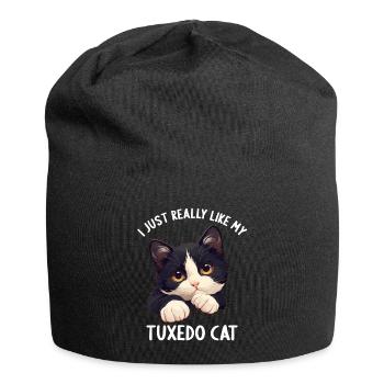 Tuxedo Kätzchen Tuxedo Katze - Jersey-Beanie - Schwarz - Vorne