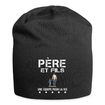 Father and Son Watercolor Father's Day - Jersey Beanie - black - Front