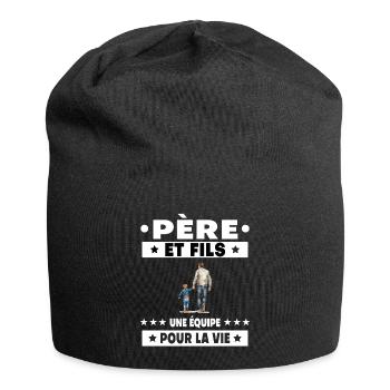 Father & Son Dad Duo Man Team Life Father's Day - Jersey Beanie - black - Front