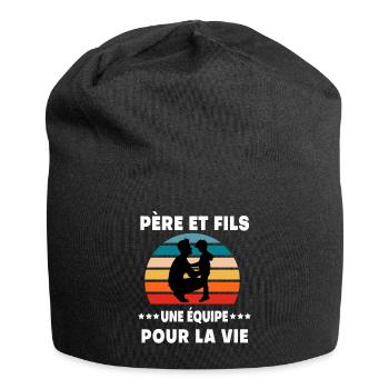 Vater und Sohn Vintage Retro Vatertag - Jersey-Beanie - Schwarz - Vorne