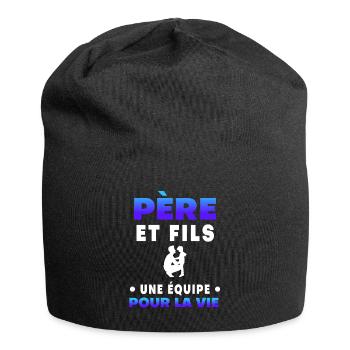 père fils fête des pères équipe duo homme - Bonnet en jersey - noir - Devant