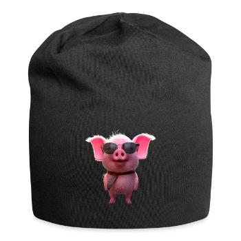 Cochon domestique Cochon Cochon Porcelet Cochon - Bonnet en jersey - noir - Devant