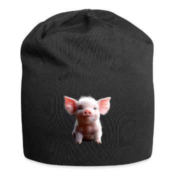 Cochon domestique Cochon Cochon Porcelet Cochon - Bonnet en jersey - noir - Devant