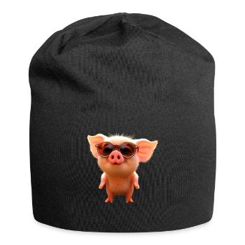 Cochon domestique Cochon Cochon Porcelet Cochon - Bonnet en jersey - noir - Devant