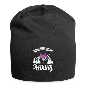 Boire du vin et faire de la randonnée Wandern - Bonnet en jersey - noir - Devant