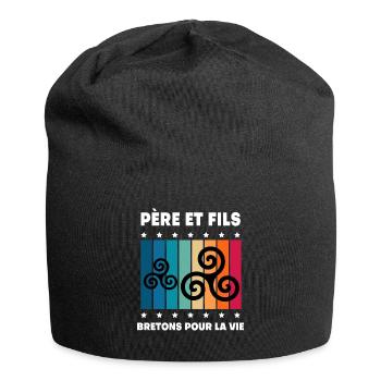 père et fils papa breton vintage bretagne - Bonnet en jersey - noir - Devant