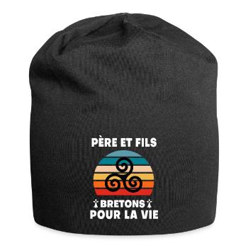 père et fils vintage breton papa bretagne - Bonnet en jersey - noir - Devant