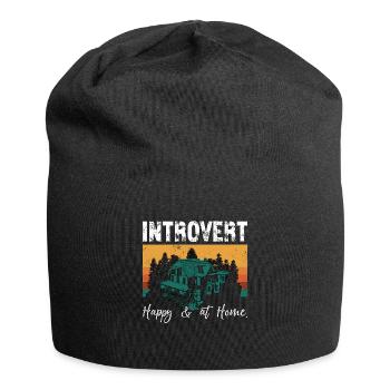 Introvert Happy & At Home Introverted Personality - Jersey-Beanie - Schwarz - Vorne