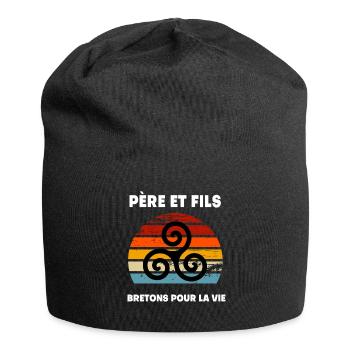 père et fils vintage papa breton bretagne - Bonnet en jersey - noir - Devant