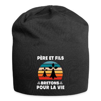 père et fils vintage bretagne papa breton - Bonnet en jersey - noir - Devant