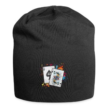 Black Jack Blackjack Kartenspiel Casino Geschenk - Jersey-Beanie - Schwarz - Vorne
