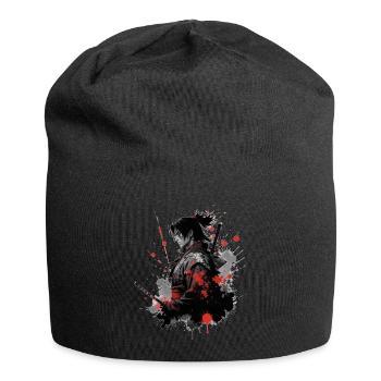 Samurai Krieger Wasserfarben Design - Jersey-Beanie - Schwarz - Vorne