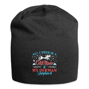 German Shepherd ALL I NEED IS COLD BEER - Jersey Beanie - black - Front
