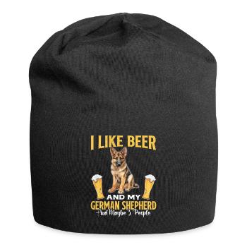 Dog dad LIKE BEER AND MY GERMAN SHEPHERD - Jersey Beanie - black - Front