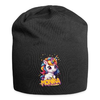 MONIKA - Beau prénom de fille avec une jolie licorne - Bonnet en jersey - noir - Devant