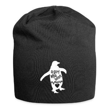 Une fille qui aime le pingouin - Bonnet en jersey - noir - Devant