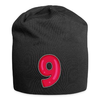 Number 9 - Nine - 9 Motif - Jersey Beanie - black - Front