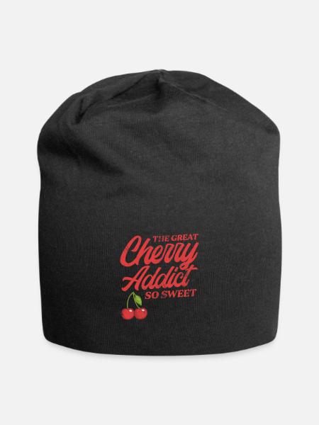 Kirsche - Jersey-Beanie - Schwarz
