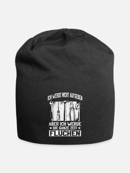 Handwerker Nie aufgeben, kreativ fluchen! - Jersey-Beanie - Schwarz